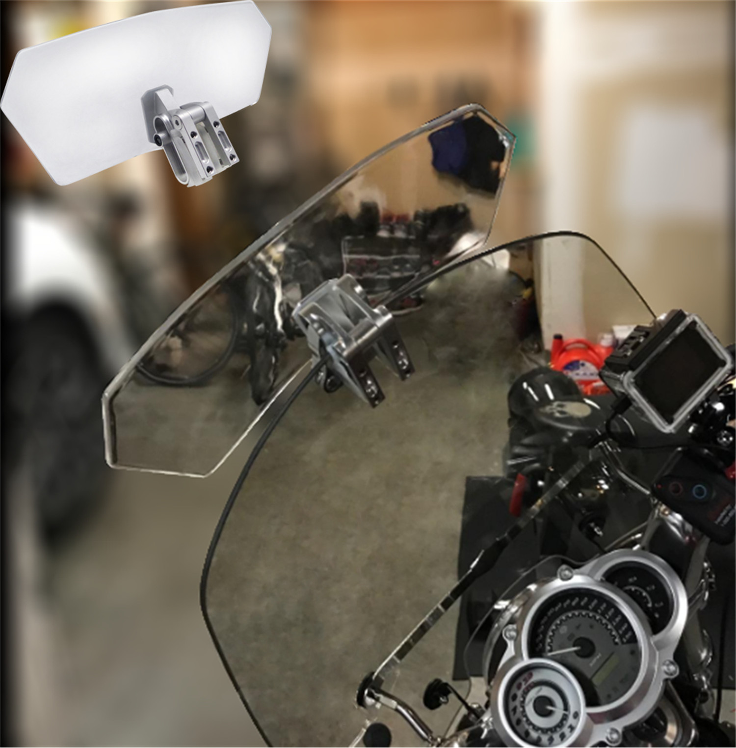 Adjustable Clip On Windshield Extension Spoiler Wind Deflector For Motorcycle