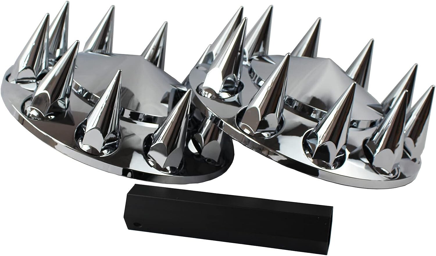 Chrome Hub Cover Front Axle Cover 33mm Spiked Thread-on Kit For Semi Truck