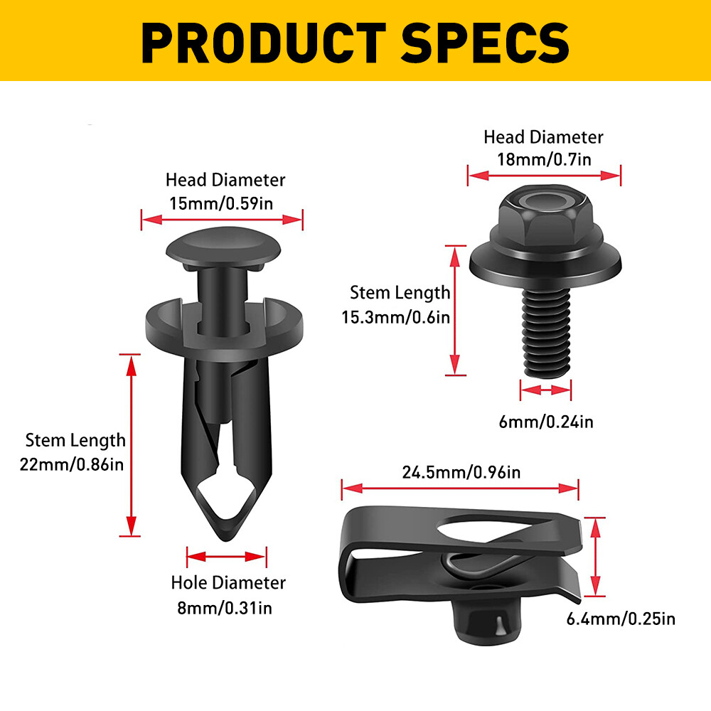 Engine Splash Shield Guard Bumper Hardware Kit Body Bolt Screw Clip Rivet U-nut