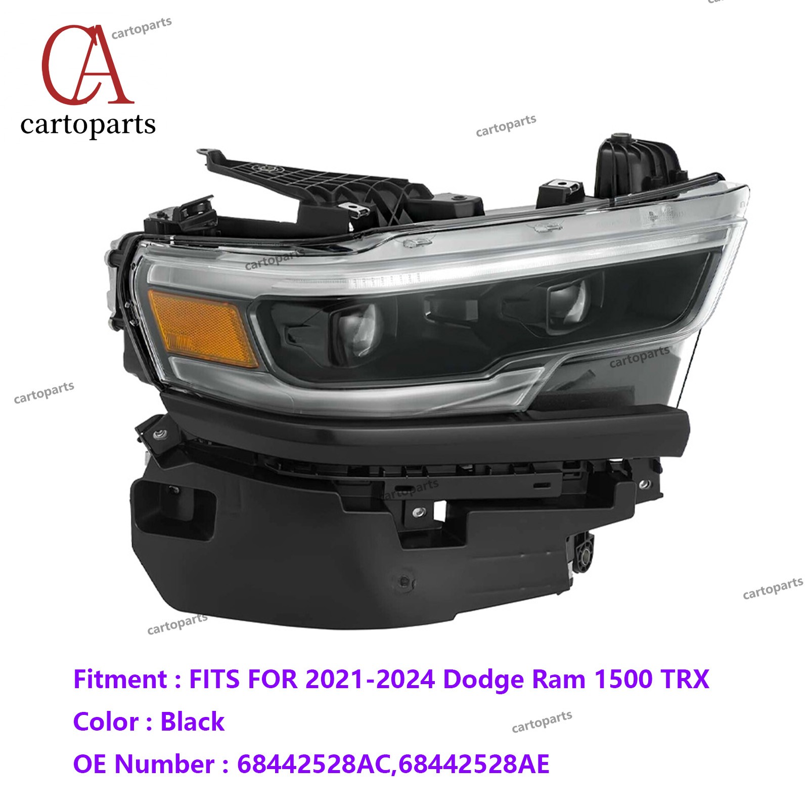 For 2021-2024 Dodge Ram 1500 TRX Right LED Headlight Passenger Side Headlamp