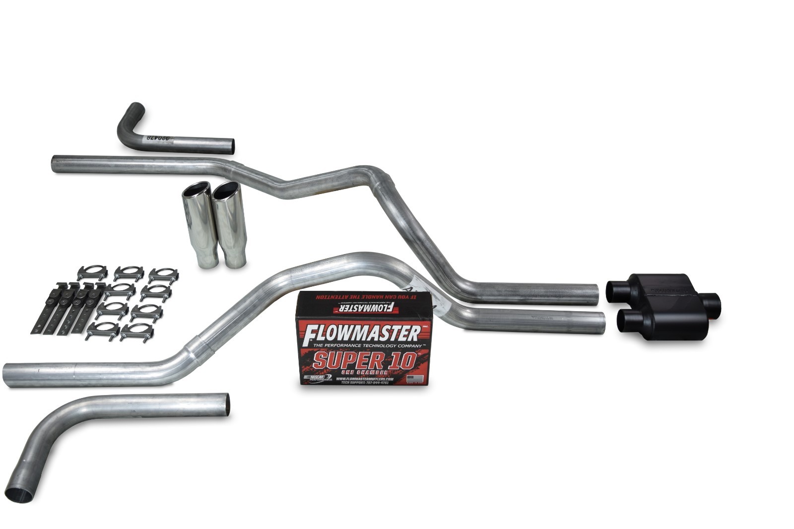 Dodge Ram 1500 94-03 2.5″ Dual Exhaust Kit Flowmaster Super 10 Clamp Tip Side