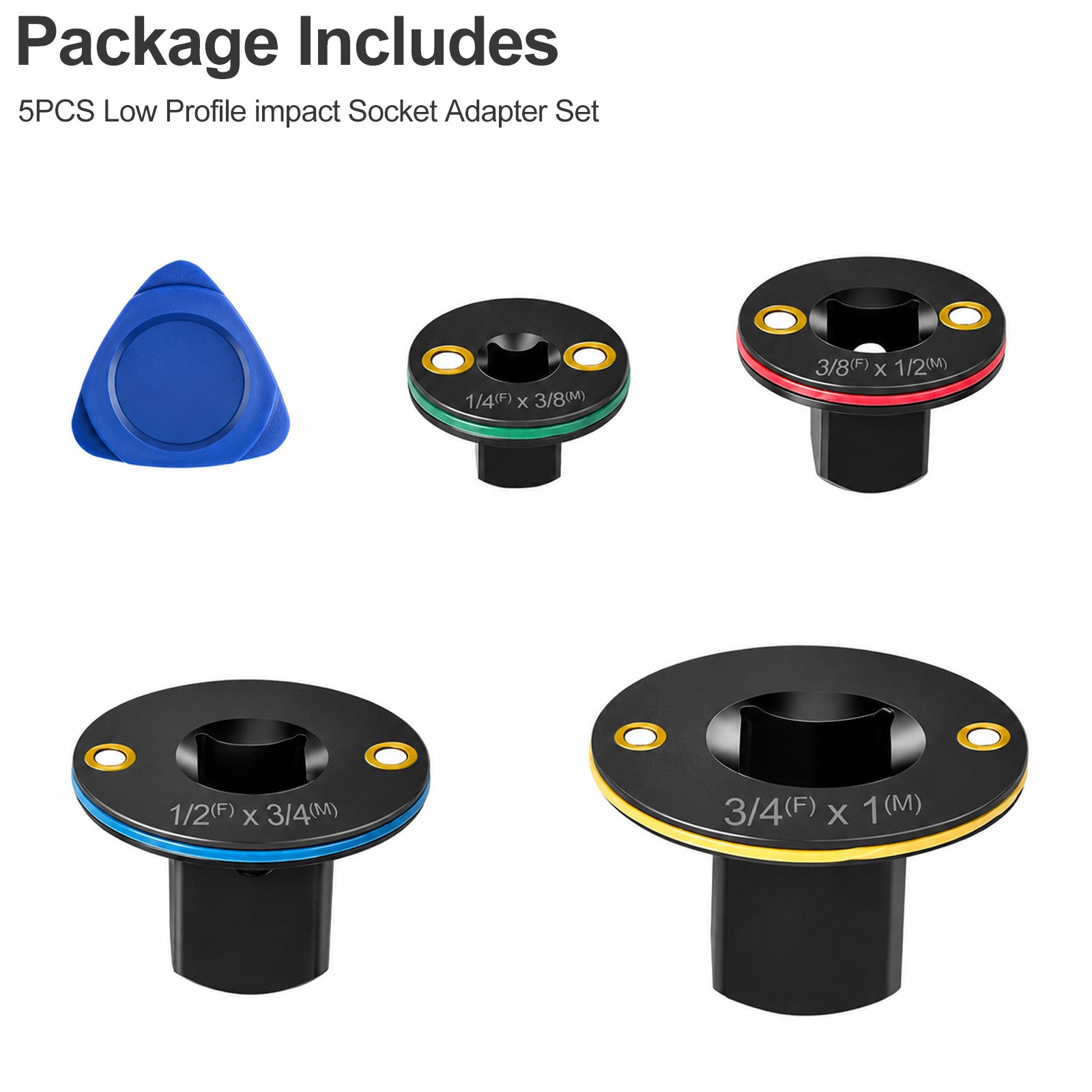 4x Impact Socket Adapter Set Low Profile Drive Reducer 1/4 to 1″ Ratchet Adapter