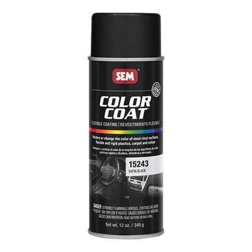 SEM 15243 Color Coat Satin Black Vinyl Spray Auto Paint 12 oz. SEM 15243