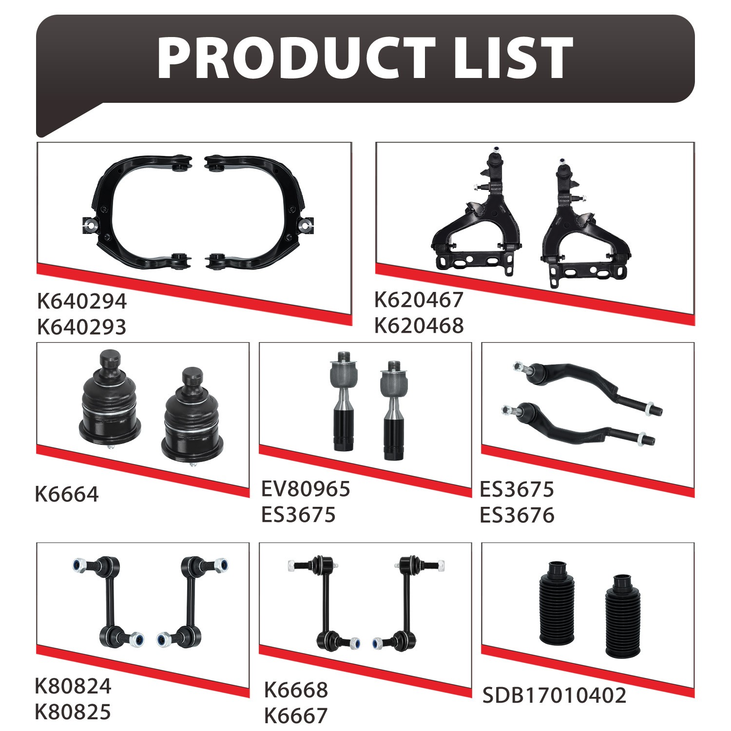 Front Control Arm w/Ball Joint Tie Rod Sway Bar Link Kit for 04-07 Buick Rainier