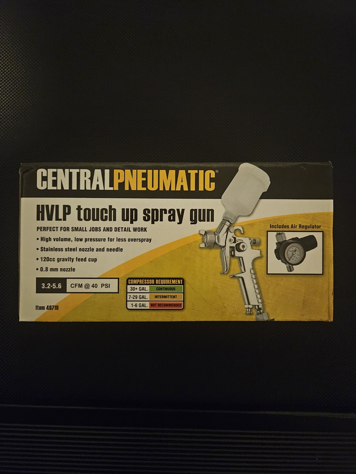 Central Pneumatic HVLP Touch-Up Spray Gun – 0.8mm – NEW IN BOX
