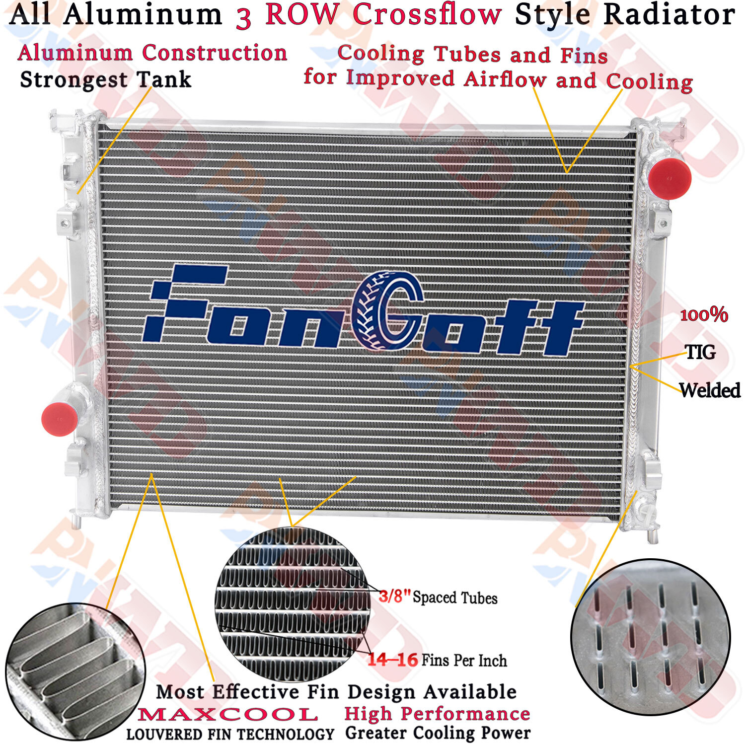 3 Row Aluminum Radiator Fits Dodge Challenger Charger 3.5L 5.7L 6.1L 2009-2015