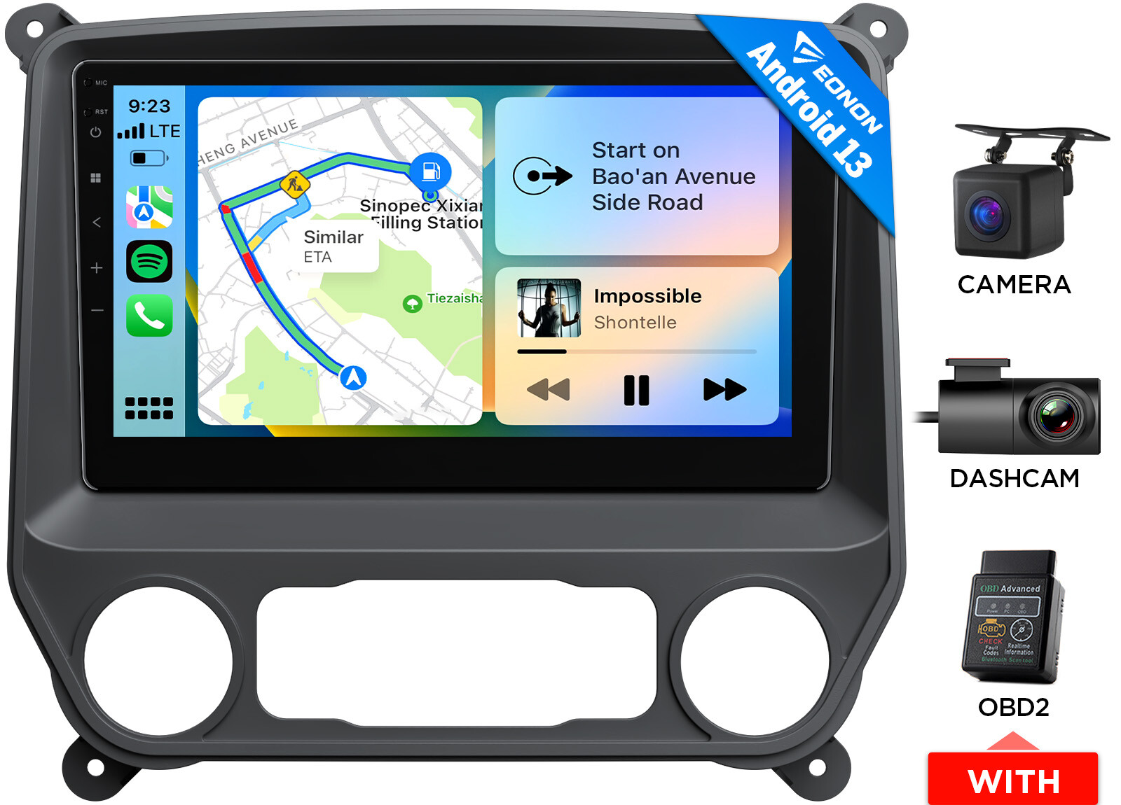 10.1″ Android 13 Car Play Stereo Radio IPS Screen For Chevy Silverado GMC Sierra