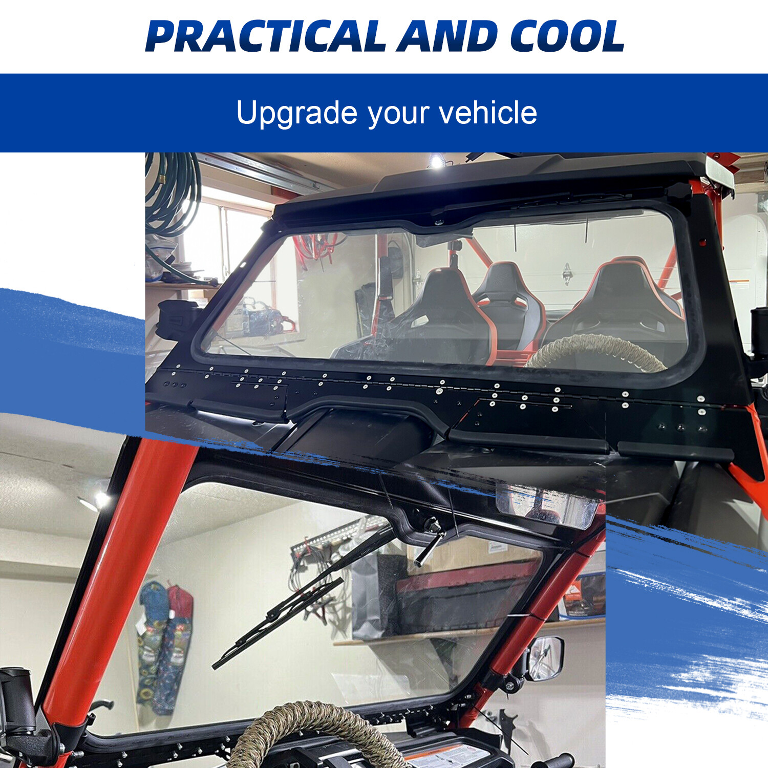 Front Glass Windshield & Aluminum Frame Fit 2019 + Honda Talon 1000R 1000X