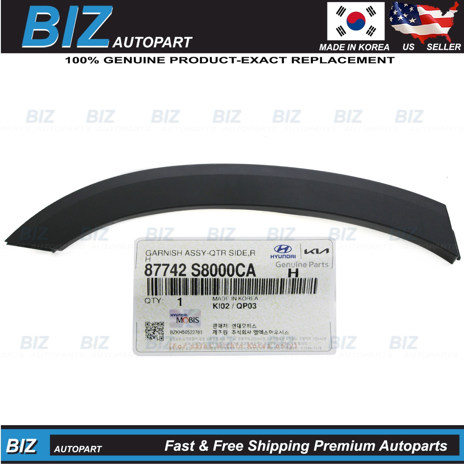 Genuine Rear Wheel Arch Molding RIGHT for 2020-25 Hyundai Palisade 87742-S8000CA