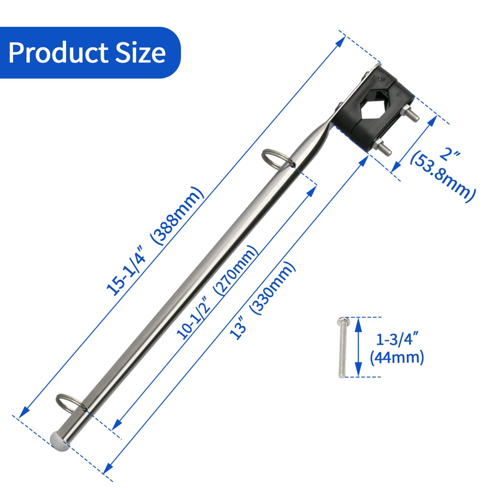 2X Marine Boat Pontoon Flag Pole 7/8″-1″ Rail Mount Stainless Steel (US Flags)