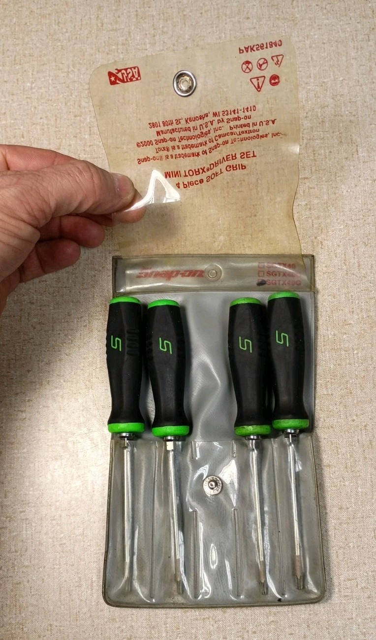 Snap-on Tools USA 4pc GREEN Mini Soft Grip TORX Driver Set SGTX40G