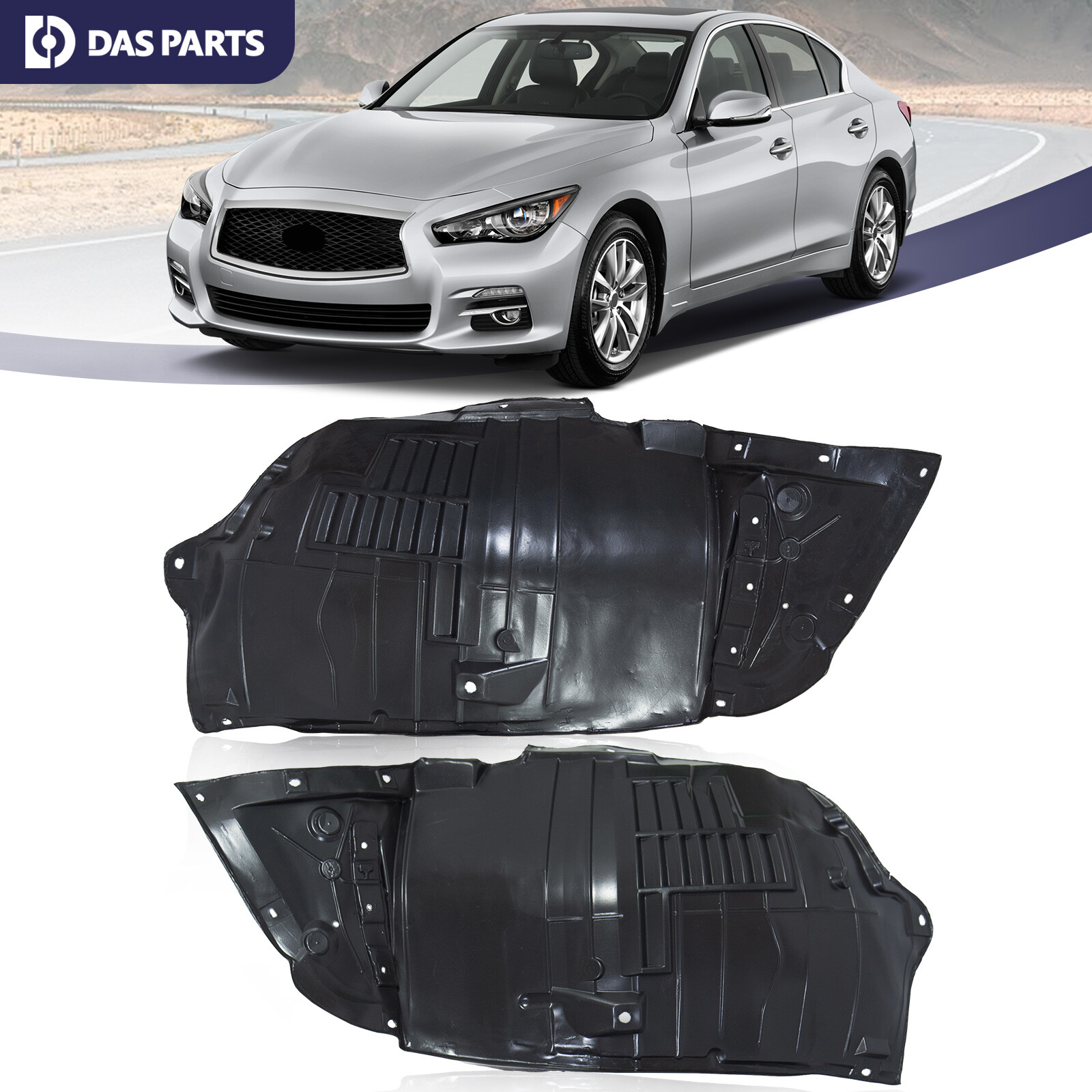 Pair Fender Liners For 14-23 INFINITI Q50 Front Driver Passenger Side Left Right