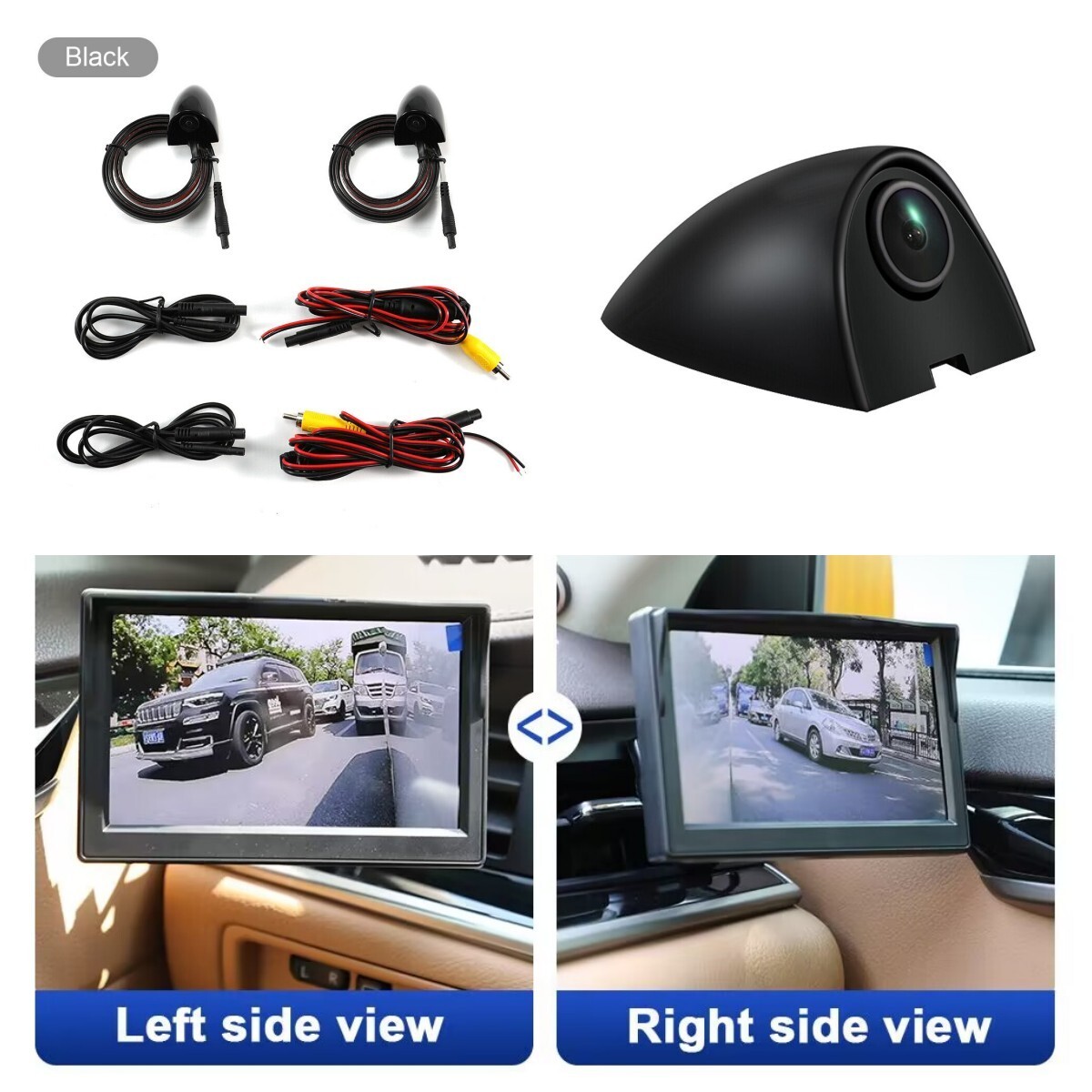 2PCS Car Door Side View Camera Blind Spot Mini Cam L&R For Bus Truck Trailer Van