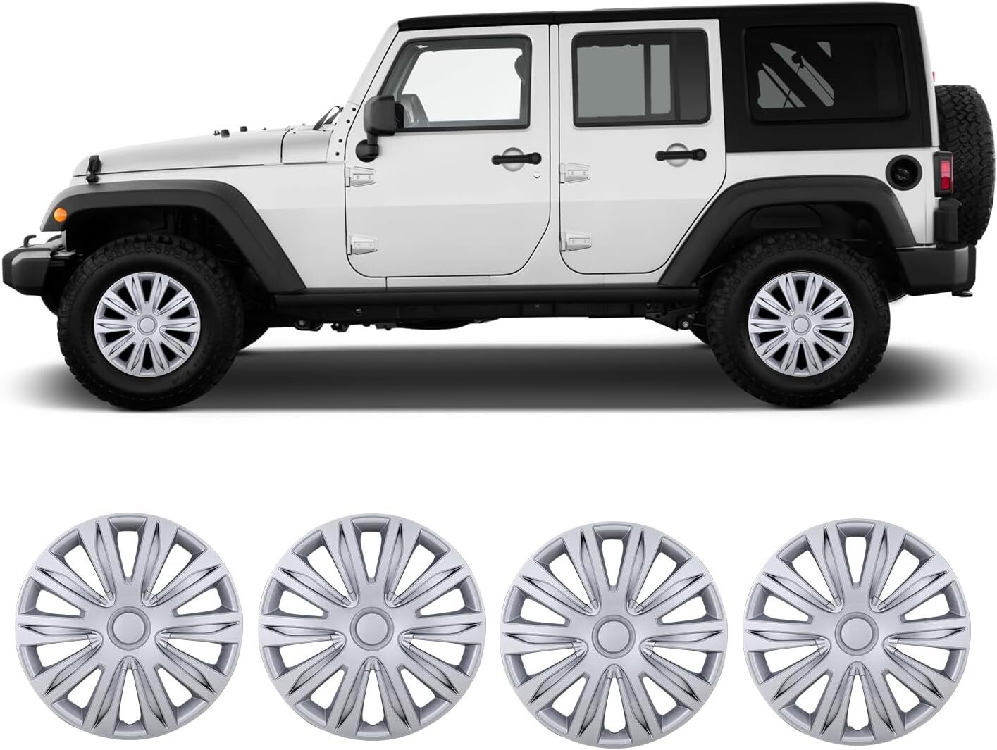16″ Wheel Covers Snap On Full Silver Hub Caps Set of 4 fit R16 Tire & Steel Rim