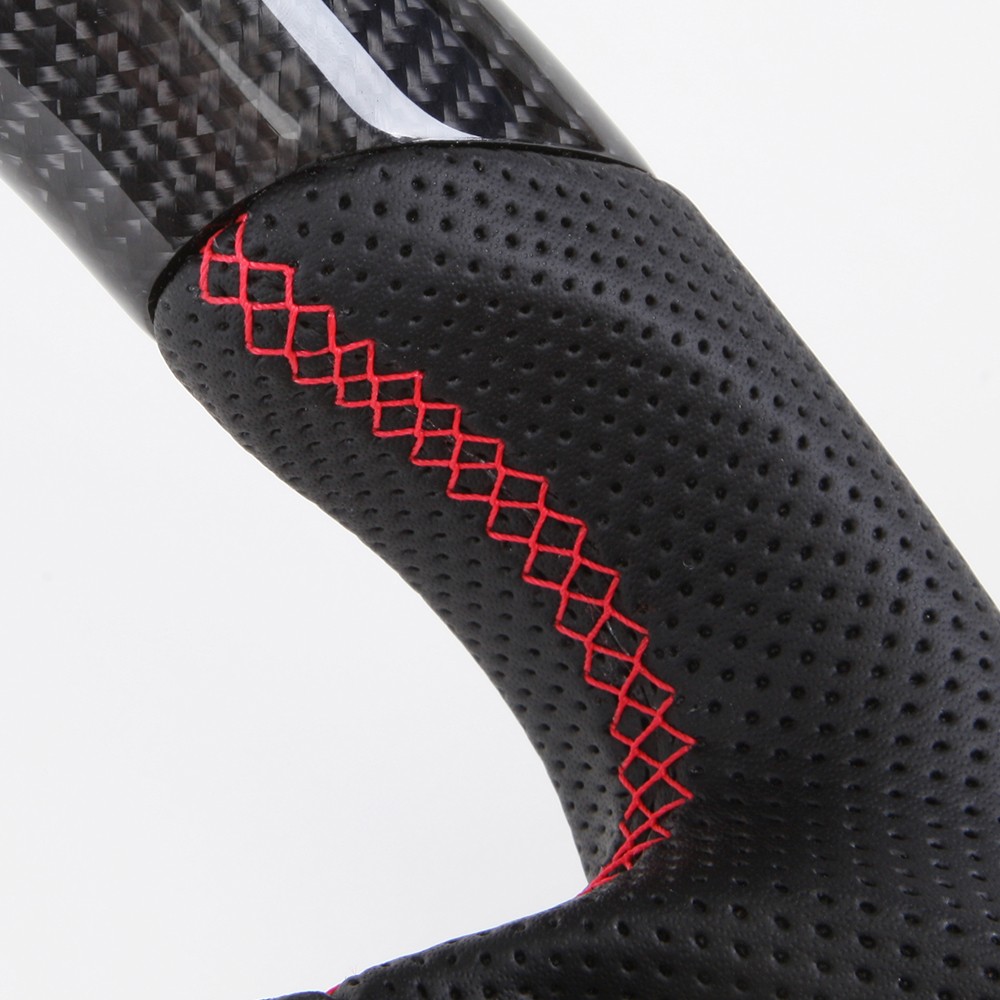 Real Carbon Fiber Steering Wheel For VW MK7 MK 7.5 Golf GTI 2013-2020 Red Line