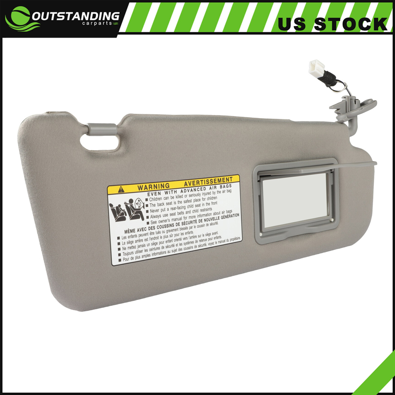 85202-0A750-QSQQH For Hyundai Sonata 2.4L 3.3L Sun Visor Gray RH W/Lighted 06-08