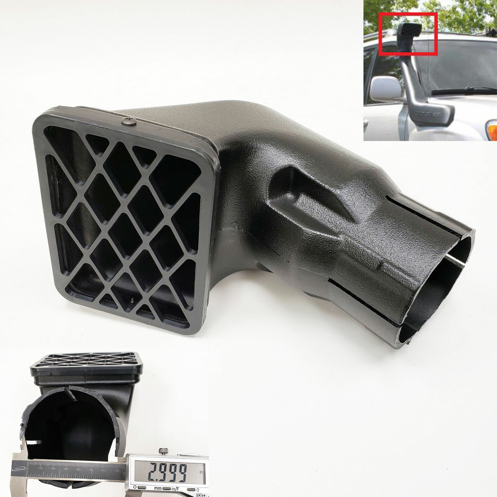 Snorkel Head Universal Fit Ram Air Intake 4×4 Off Road 3 Inch Inlet Piping 3″