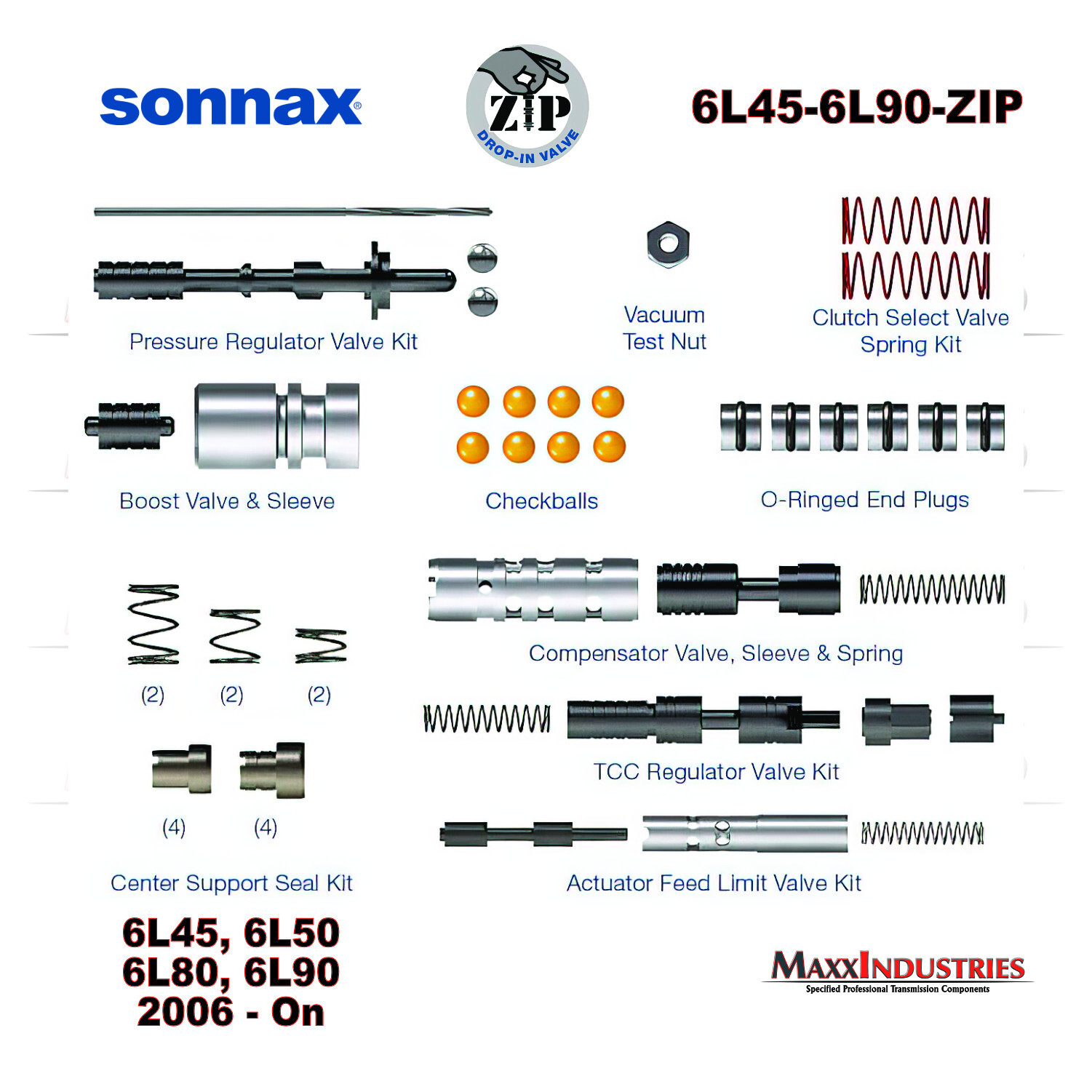 Sonnax Zip Kit Valve Body Rebuild GM 6L45 / 6L50 / 6L80 / 6L90 (6L45-6L90-ZIP)