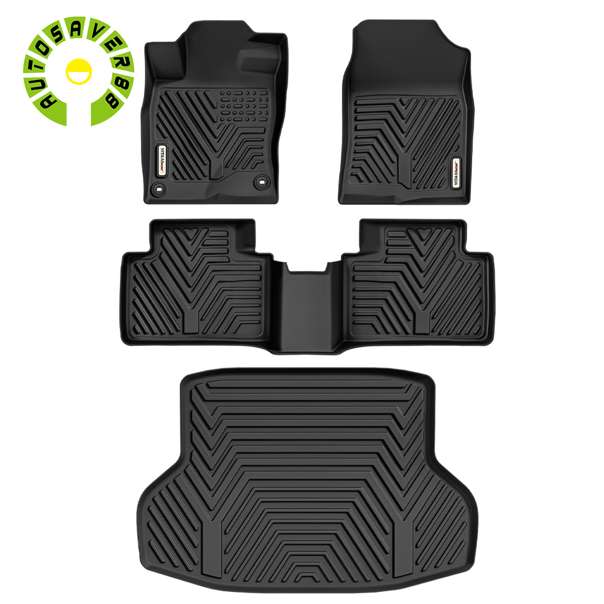 3D Floor Mats Cargo Liner Set for 2016-2021 Honda Civic Sedan TPE All Weather