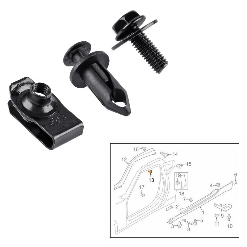Car Body Bolts & U-nut Clips Engine Under Cover Splash Shield Guard Hardware Kit