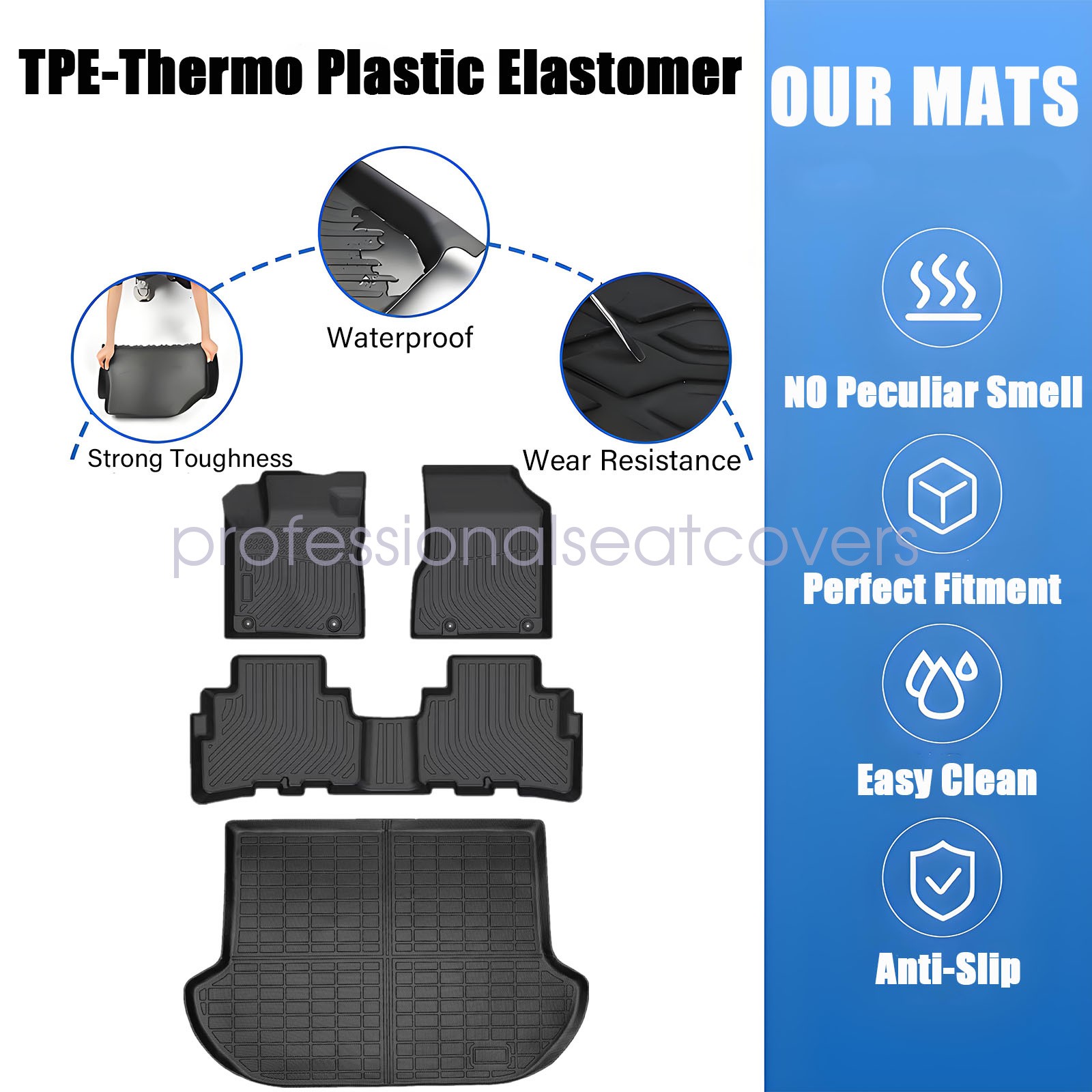 TPE Floor Mats & Trunk Cargo Liner Set waterproof 3D For 2017-2024 Nissan Murano