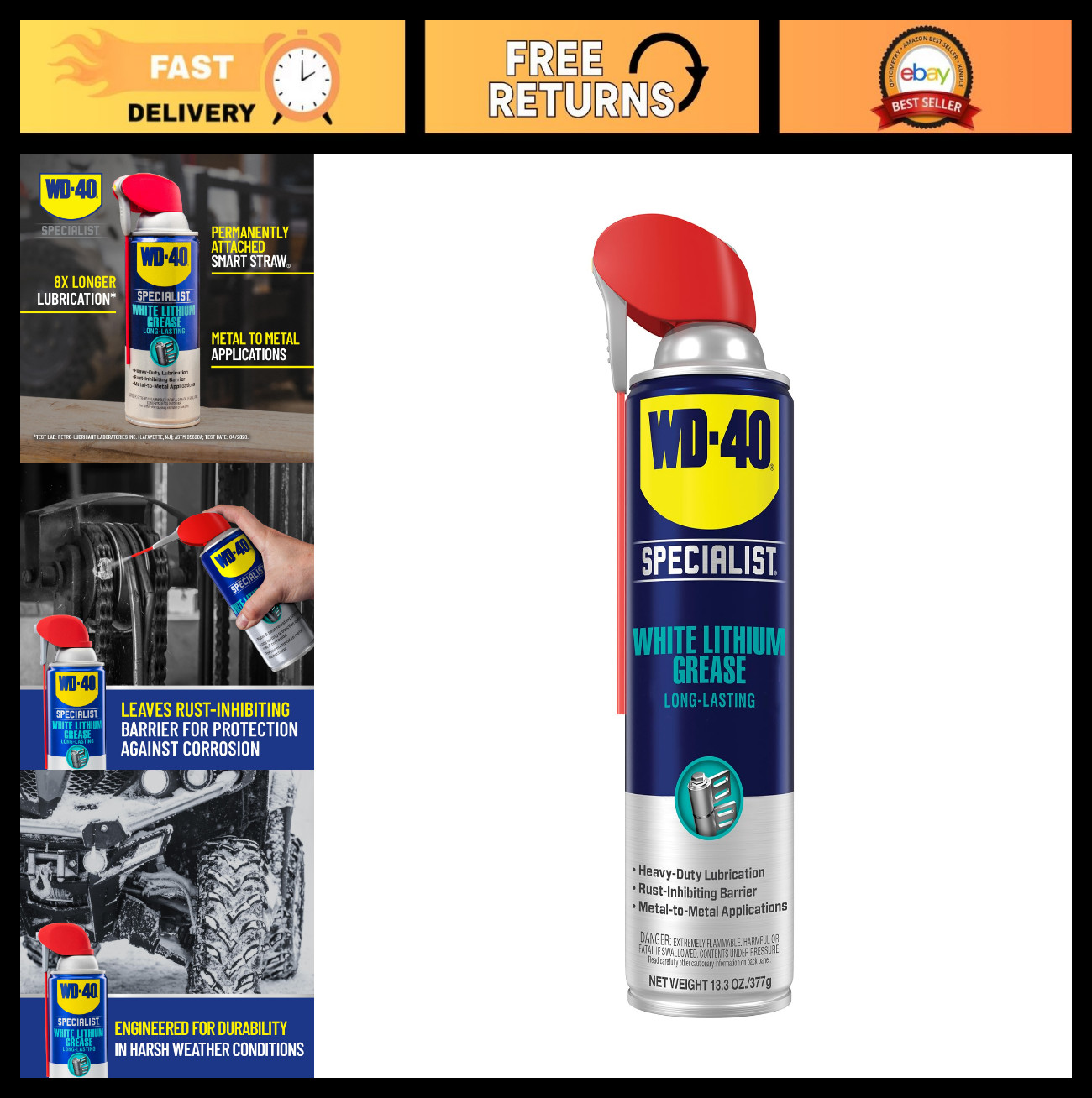 Heavy-Duty White Lithium Grease 13.3 OZ [6-Pack] | Automotive, Industrial, Chass