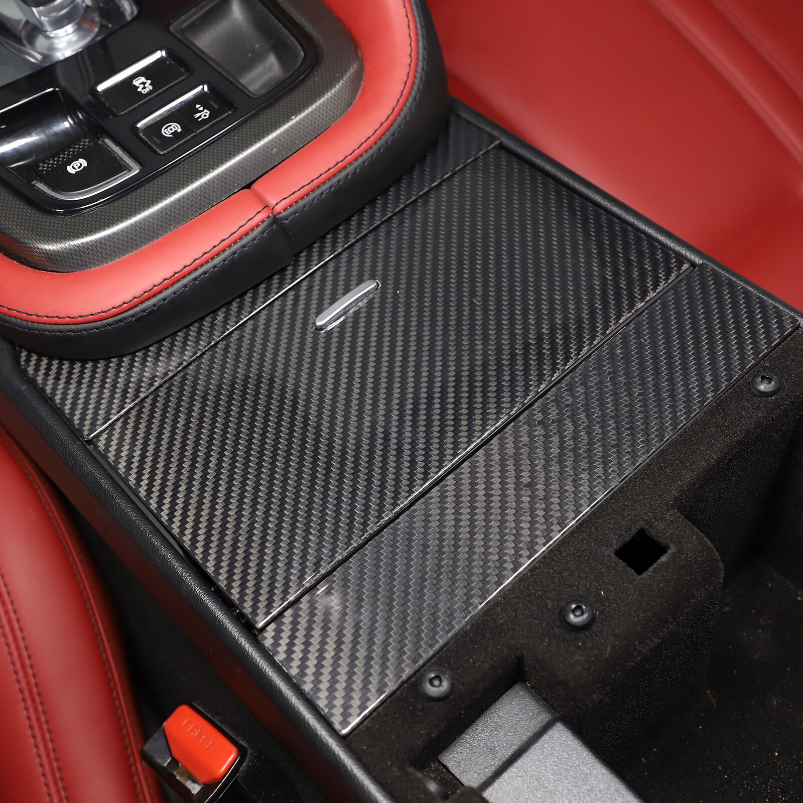 Dry Carbon Fiber Center Storage Panel Cover Trim For Jaguar F-TYPE 2013-2023