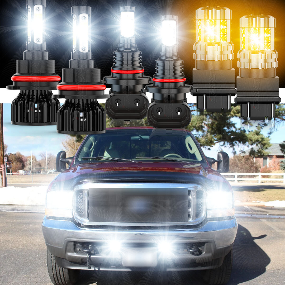 For Ford F250 F350 Super Duty 1999-2004 LED Headlight+Turn signal+Fog Lights