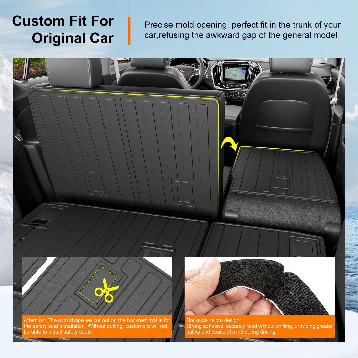 For 2009-2017 Chevy Traverse 08-17 Enclave Cargo Trunk Mat Trunk Liner Back Seat