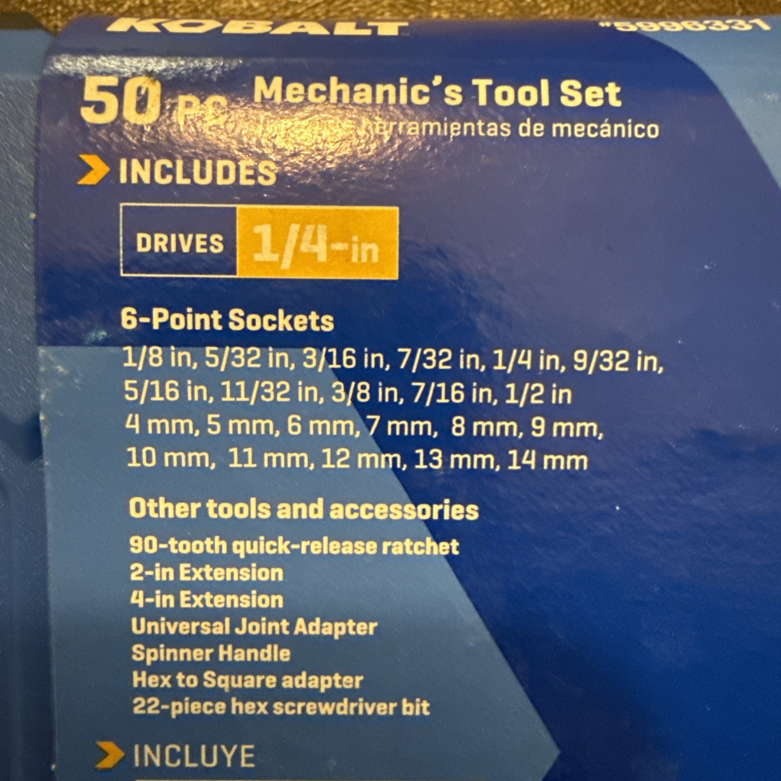 Kobalt Pro 90 Tooth 50-PC Tool Set 1/4” Ratchet SAE/Metric Socket Screw Driver