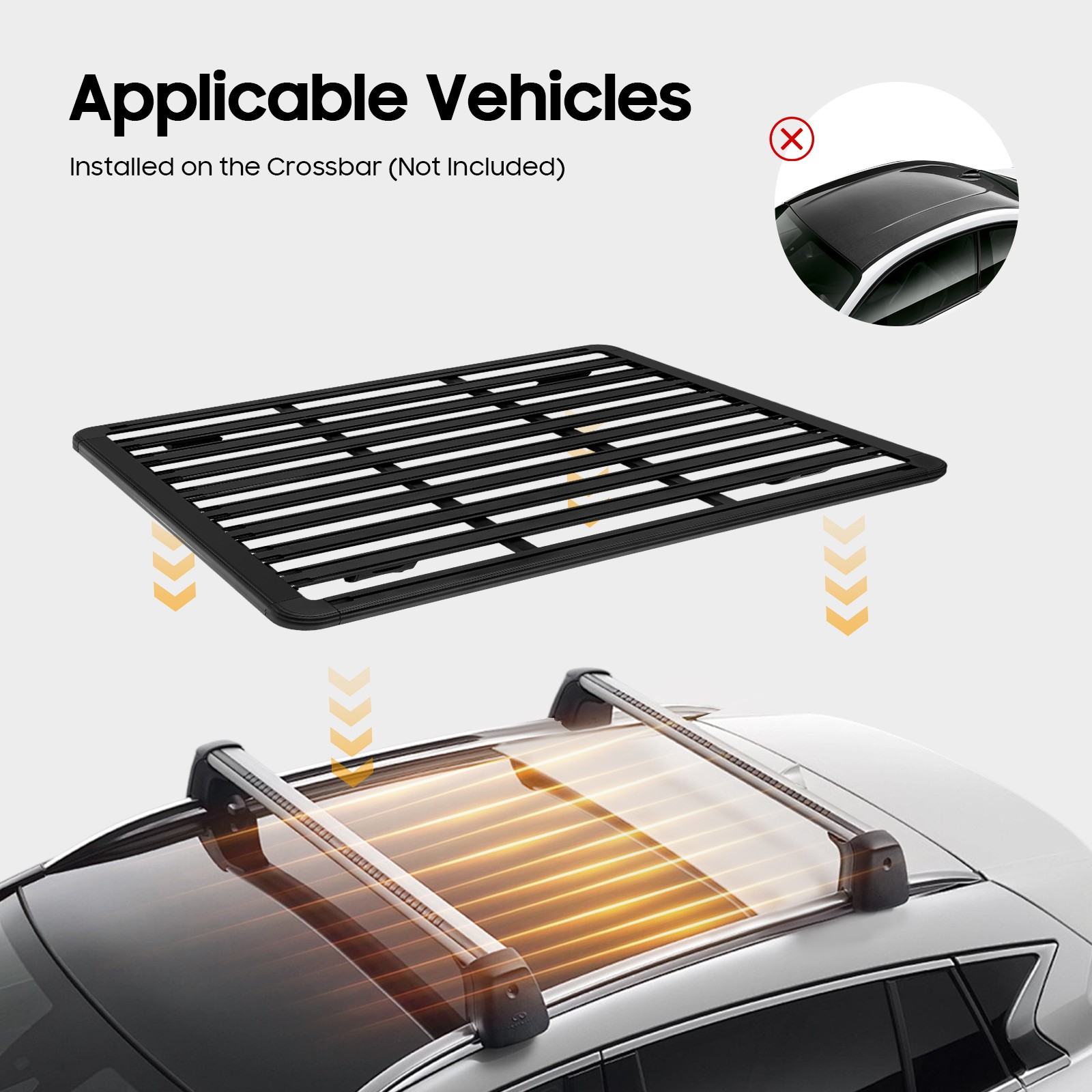 63″ x 47.2″ Aluminum Platform Flat Roof Rack Universal Cargo Carrier 440lbs Load