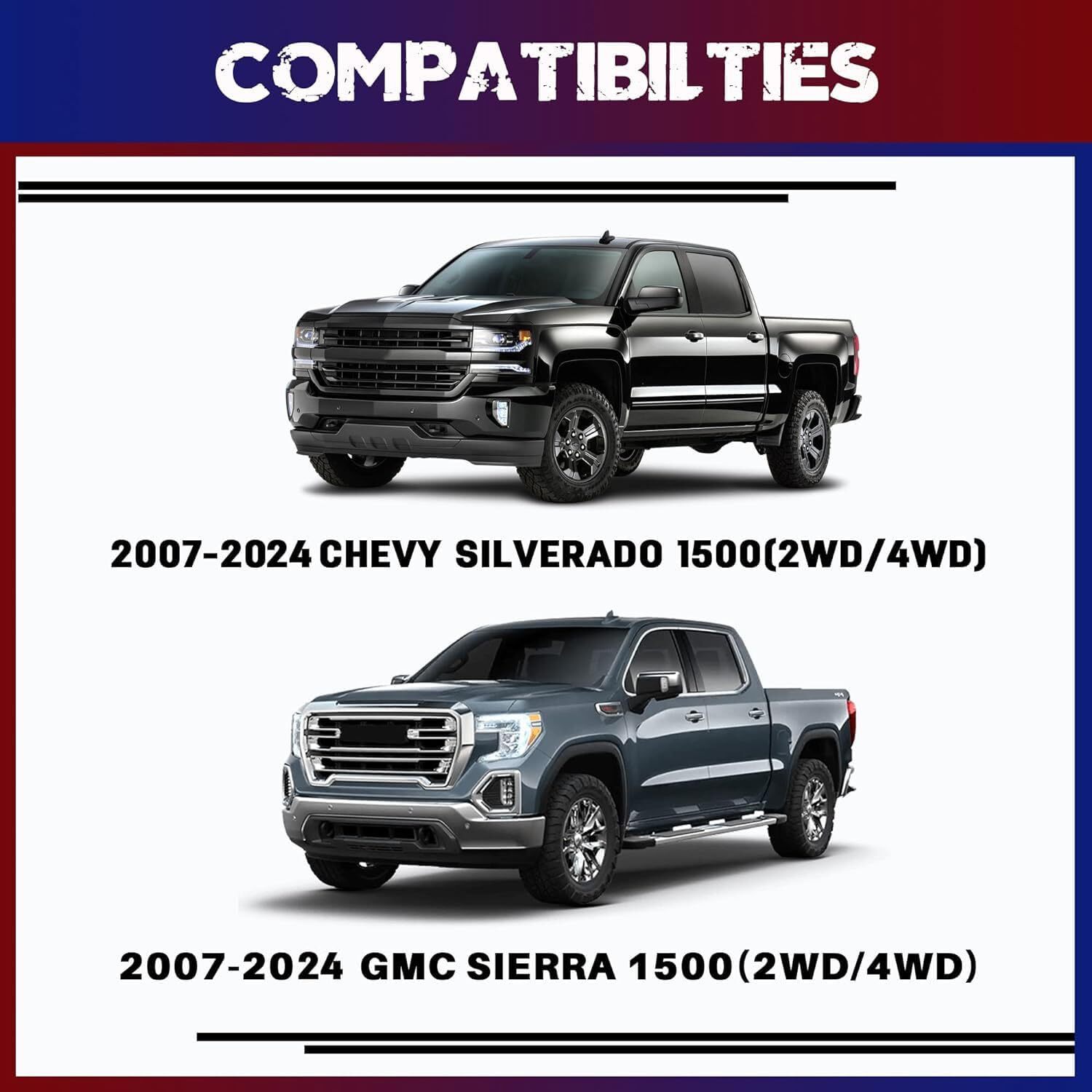 3″ Front Leveling lift kit for 2007-2024 Chevy Silverado GMC Sierra 1500 2WD 4WD