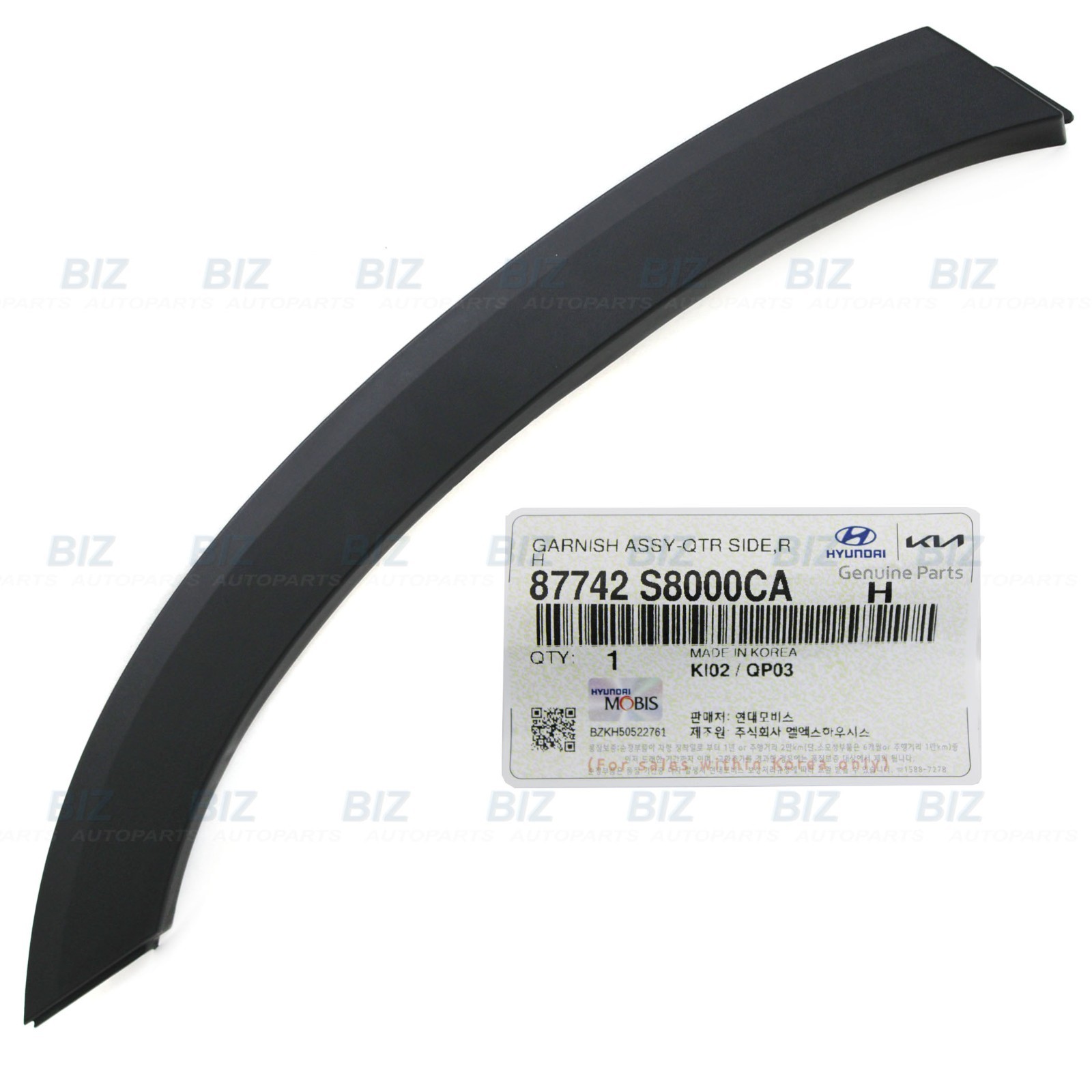 Genuine Rear Wheel Arch Molding RIGHT for 2020-25 Hyundai Palisade 87742-S8000CA