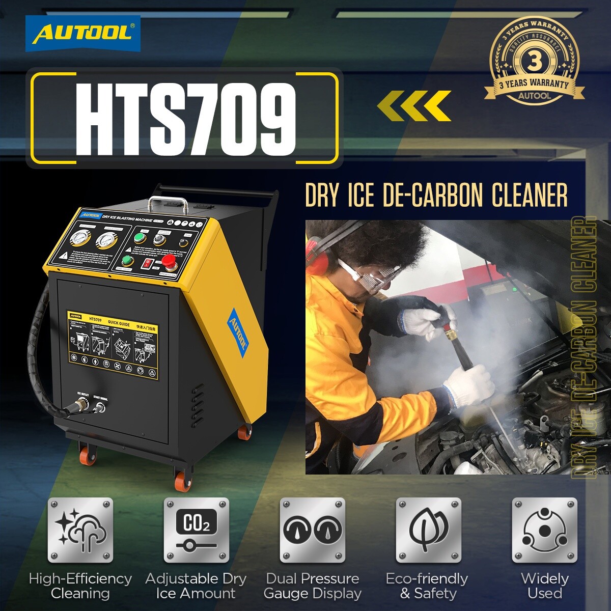 AUTOOL HTS709 Dry Ice Blaster Cleaning Machine Car Commercial Dry Ice Cleaner