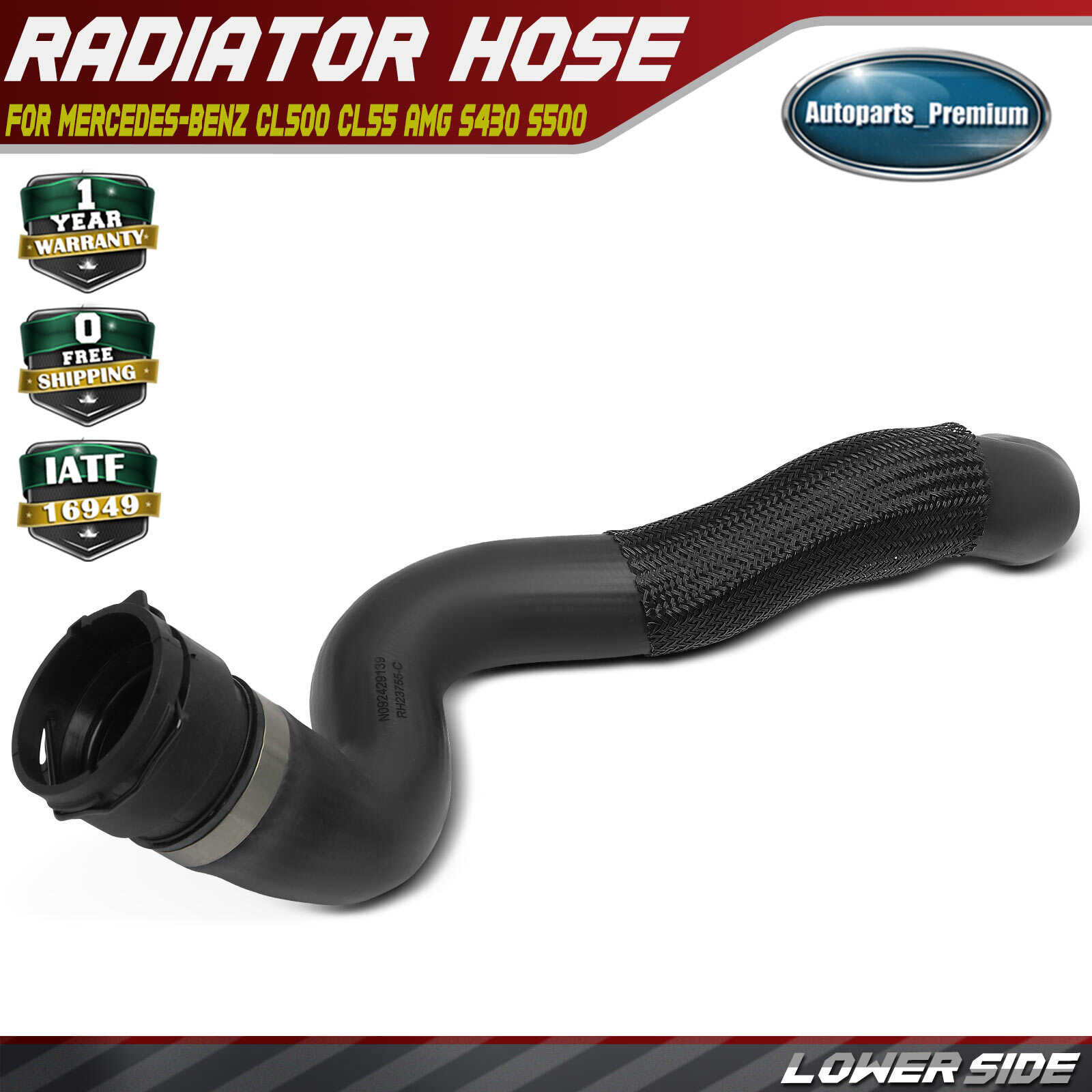 Lower Radiator Coolant Hose for Mercedes-Benz C215 CL500 W220 S430 S500 S55 AMG