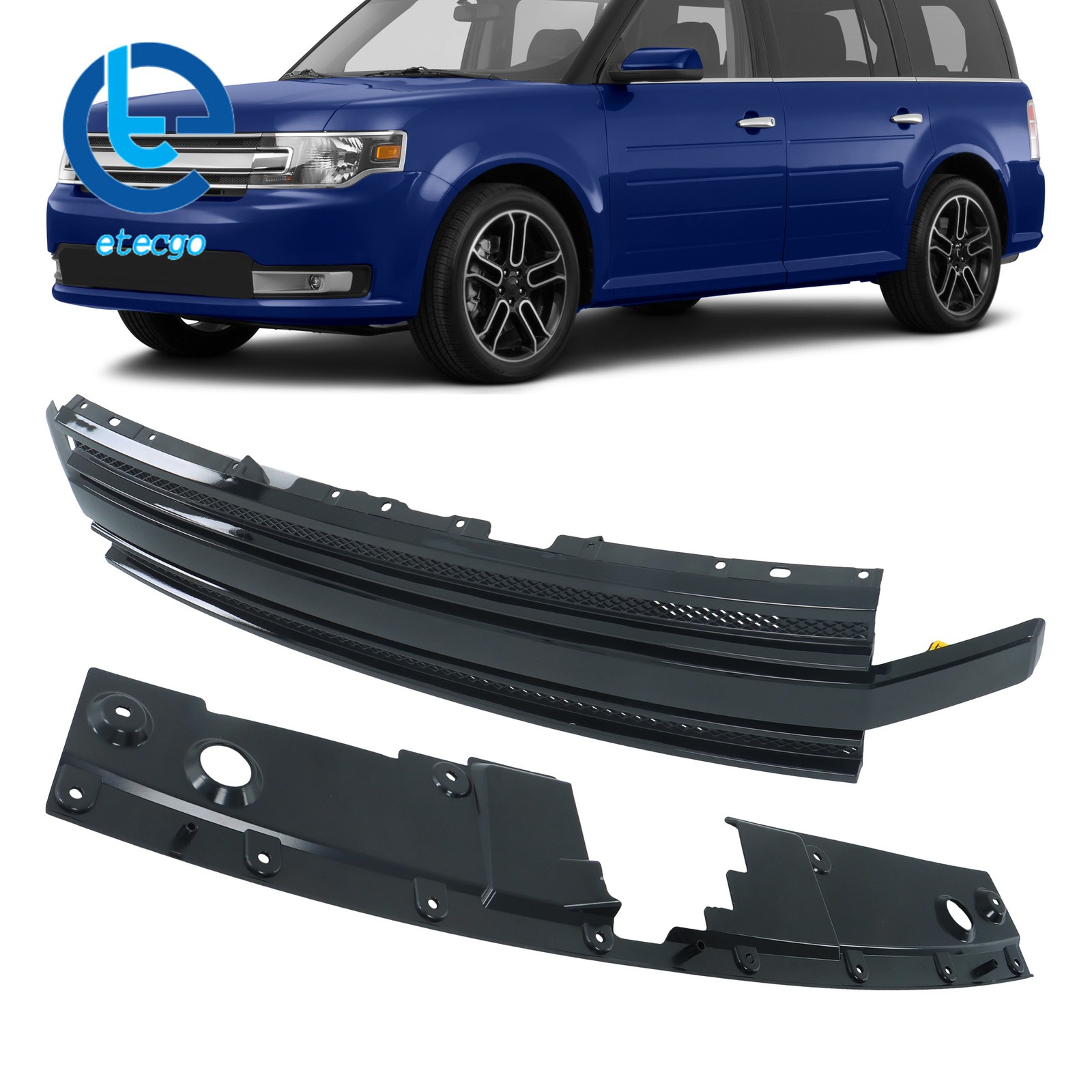 Gloss Black Front Bumper Upper Grille Assembly For Ford Flex 2013-2019
