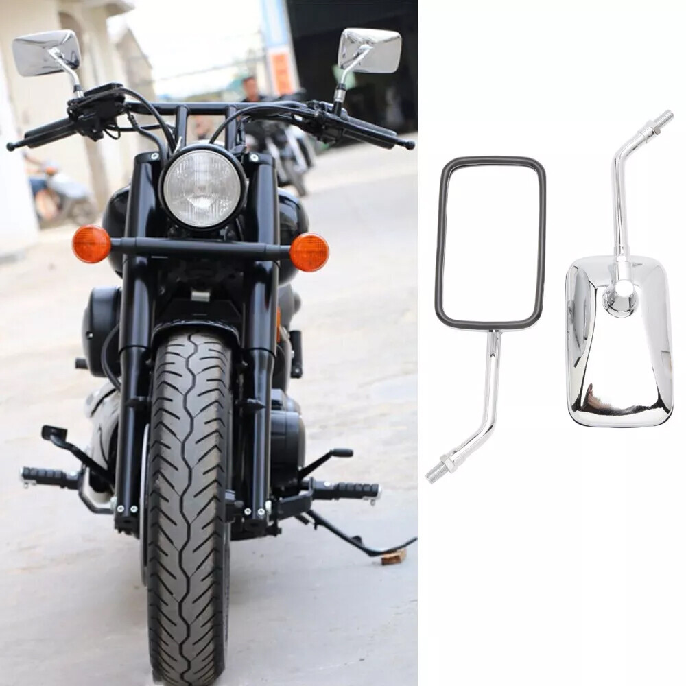Chrome Rectangle Motorcycle Rearview Mirrors For Yamaha V Star 1300 1100 950 650