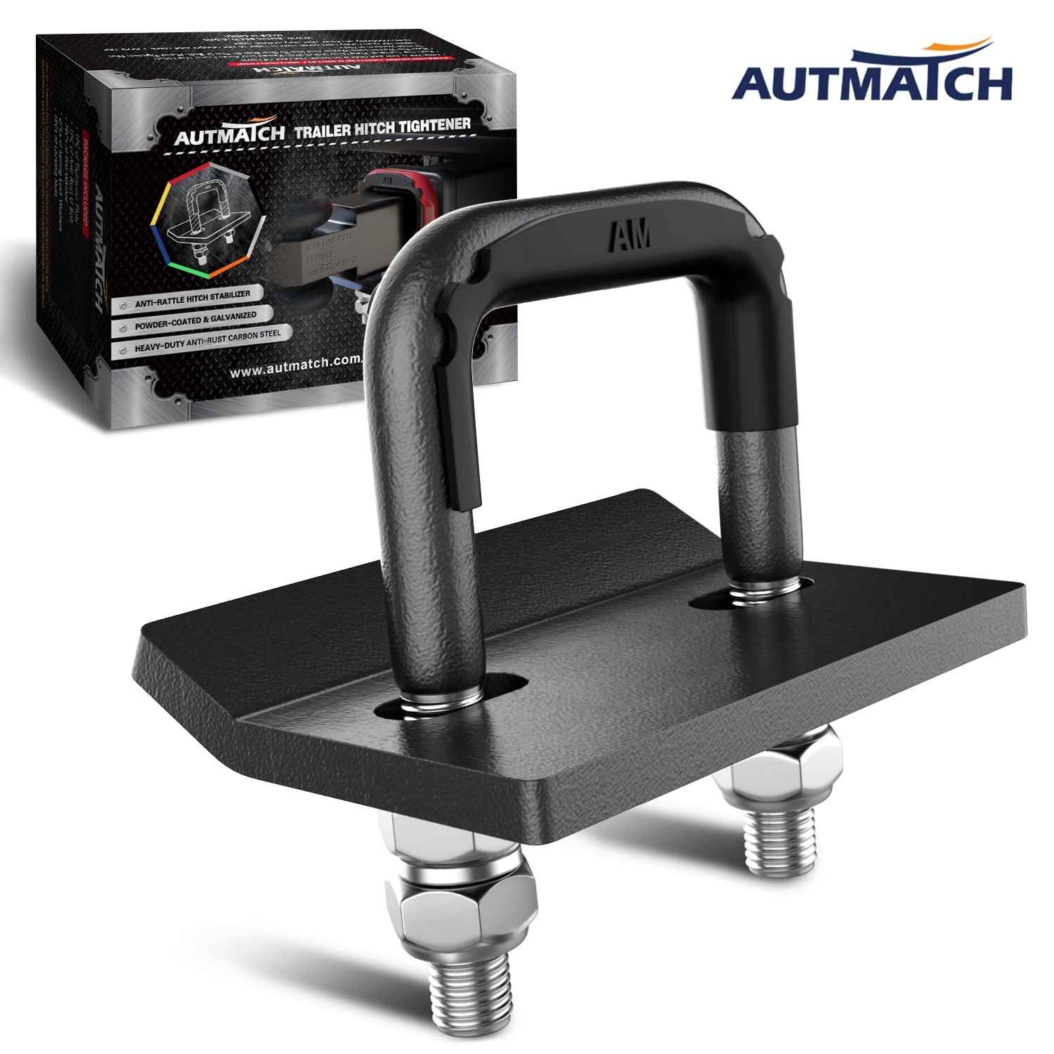 AUTMATCH 2.5″ Hitch Tightener Anti-Rattle Clamp, Heavy Duty, Gunmetal Gray