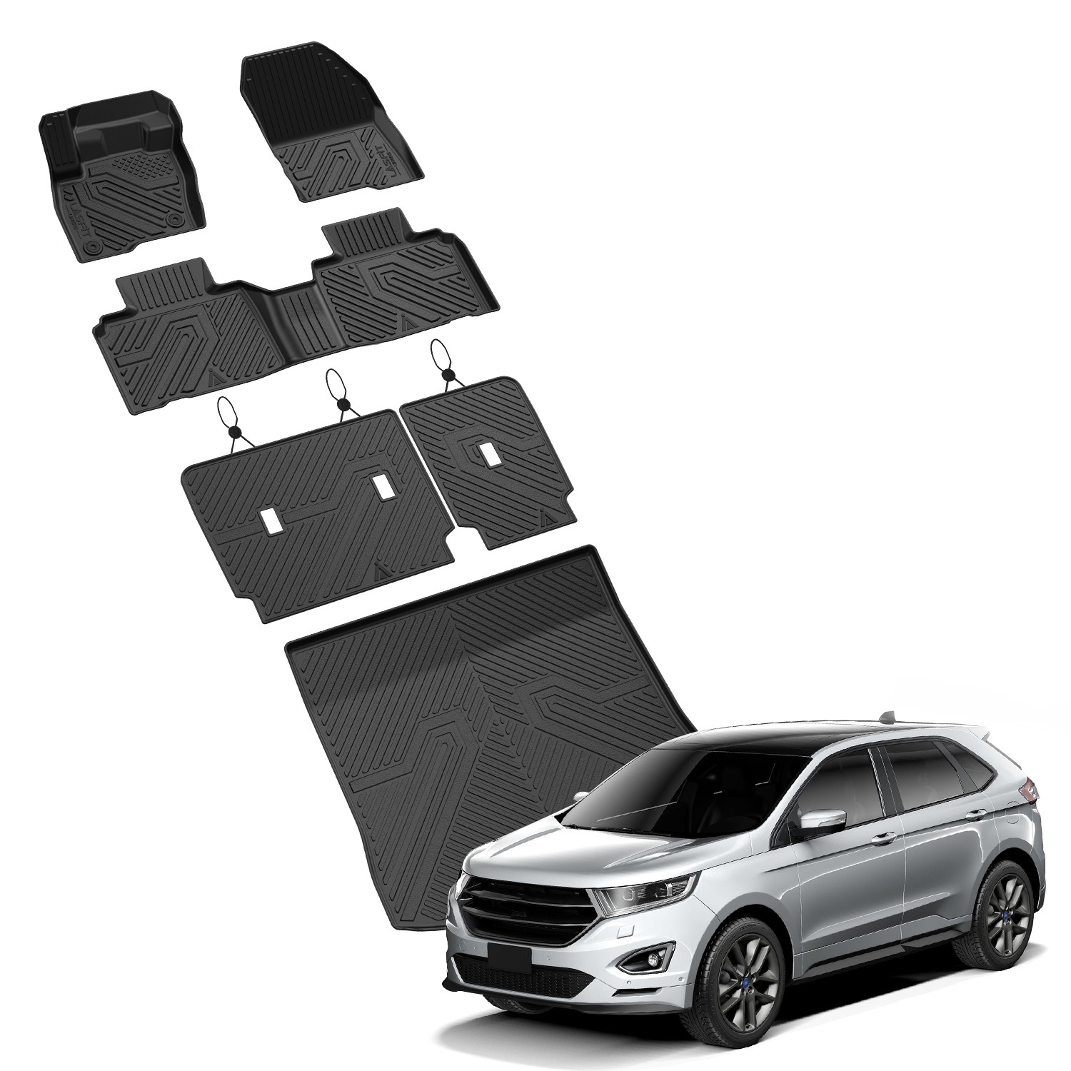 LASFIT Floor Mats for Ford Edge 2015-2024 Waterproof Protection TPE Cargo Liner