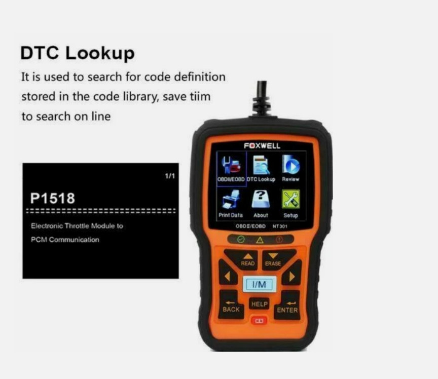 Foxwell NT301 OBD2 Scanner Code Reader Check Engine Fault Car Diagnostic Tool