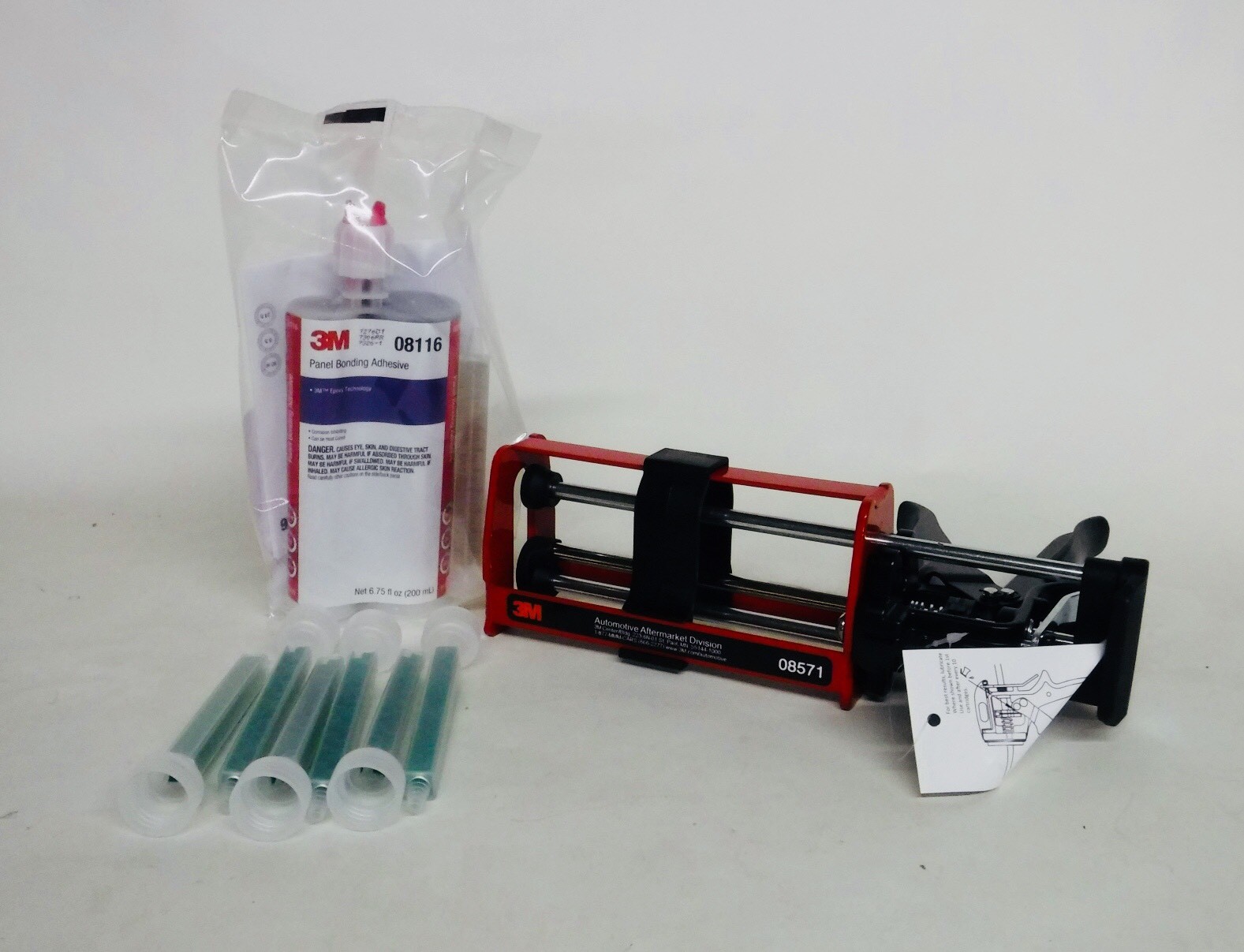 3M 08116 PANEL BONDING ADHESIVE W/ 8571 APPLICATOR! EXTRA 6 MIXING NOZZLES!
