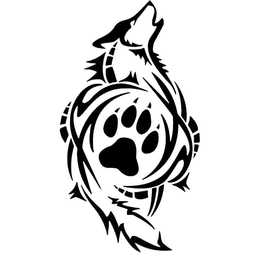 Tribal Wolf Howling Paw TWO PACK 6″ Black Vinyl Decal Car Laptop Tablet Window