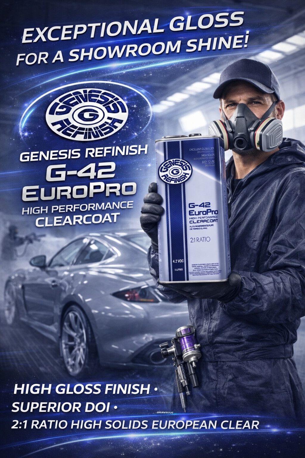 Genesis Refinish EuroPro 2:1 Clearcoat & Fast Activator (7. 5 Ltr. Kit)