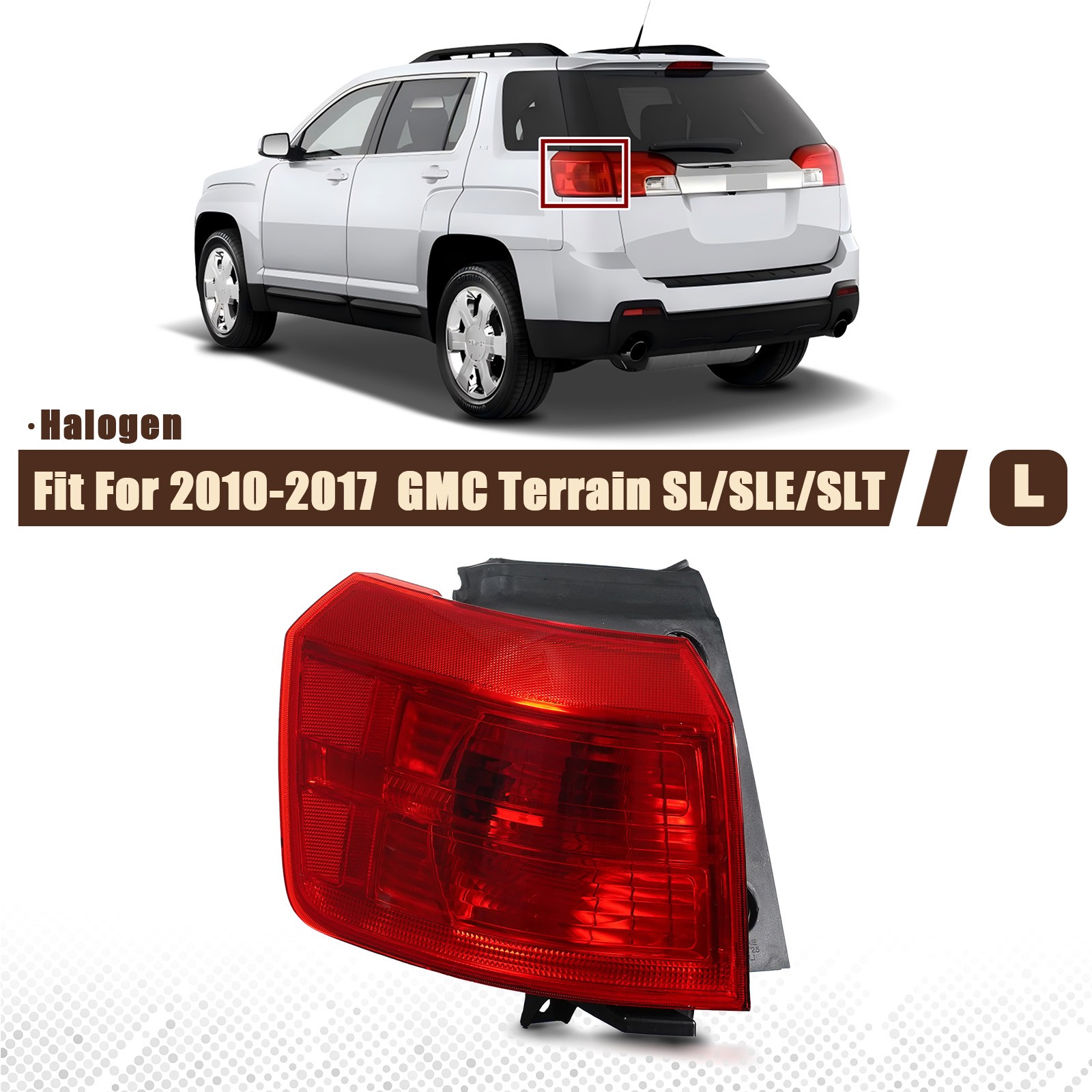 Halogen Tail Light For 2010-2017 GMC Terrain Brake Lamp Outer Left Driver W/Bulb