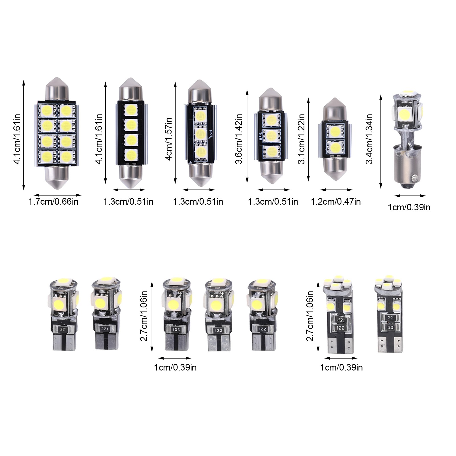 23x Canbus LED Car Interior Inside Light Dome Trunk Map License Plate Lamp Bulb