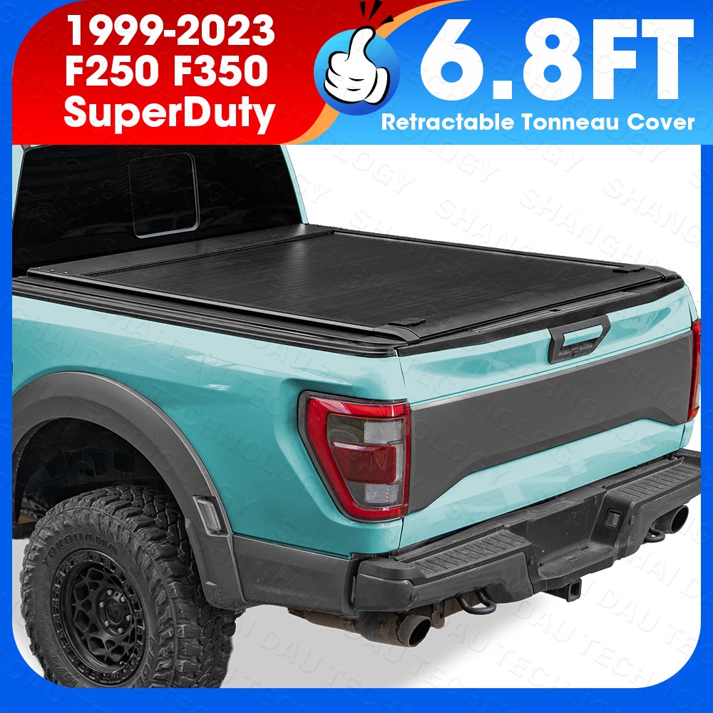 6.8FT ‎Low-pro Retractable Tonneau Cover for 1999-2023 F250 F350 SuperDuty 500LB