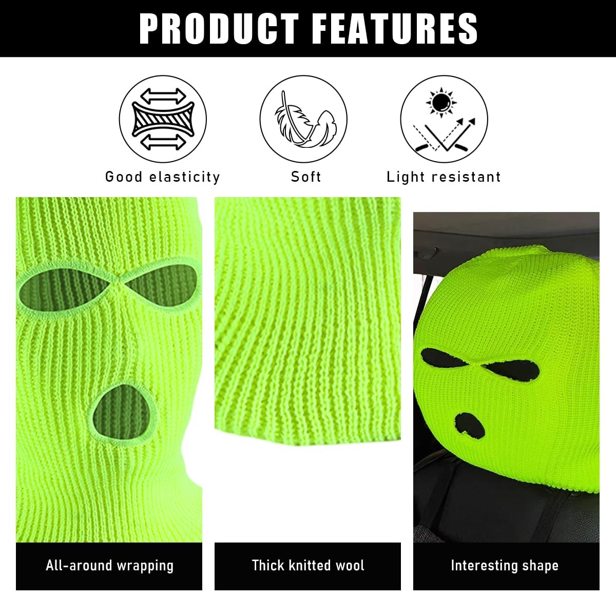 Suvnie 2 PCS Car Headrest Cover, 7.7×16.5 inches, Fluorescent Yellow