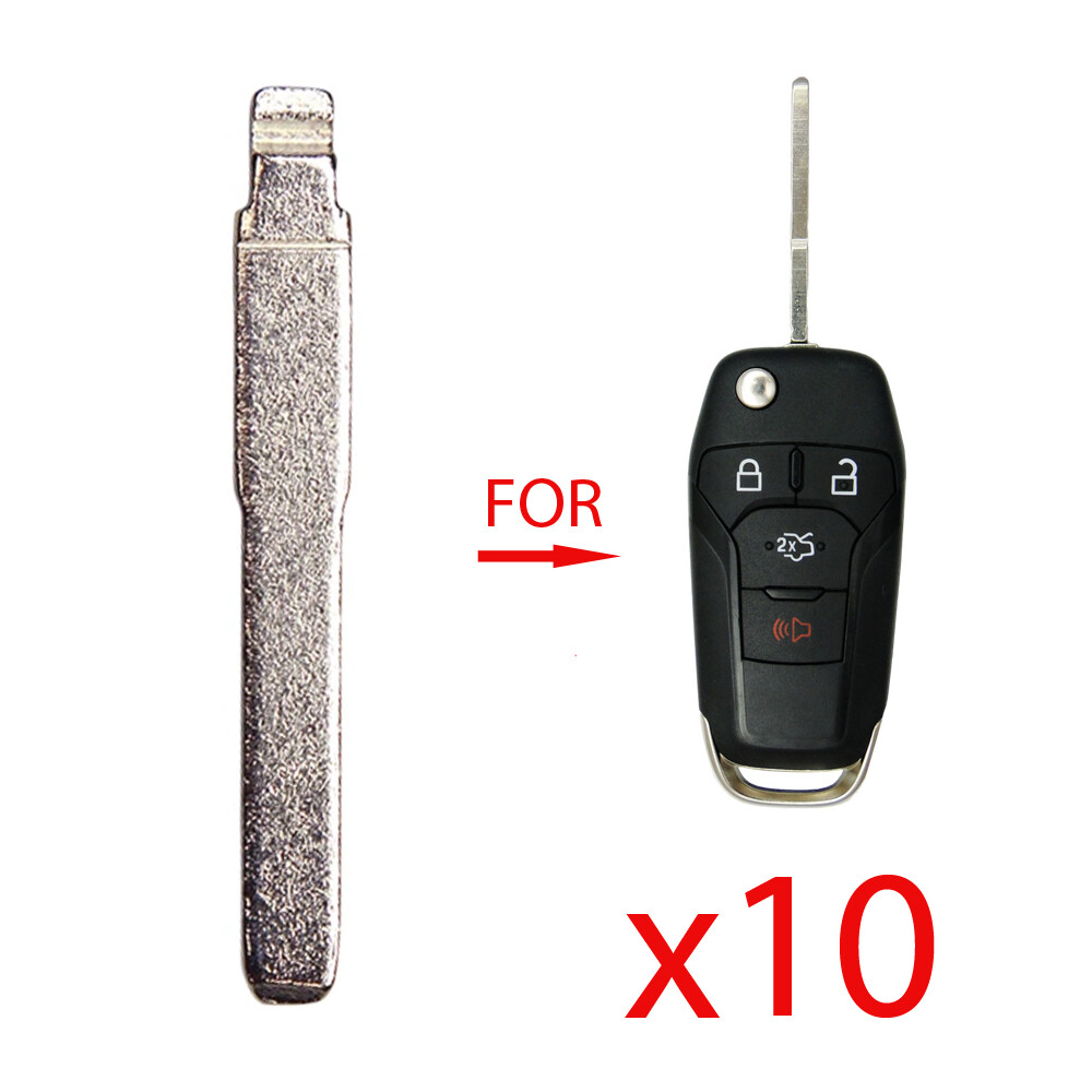Uncut Flip Key High Security Insert Replacement for Ford HU101 Blade (10 Pack)