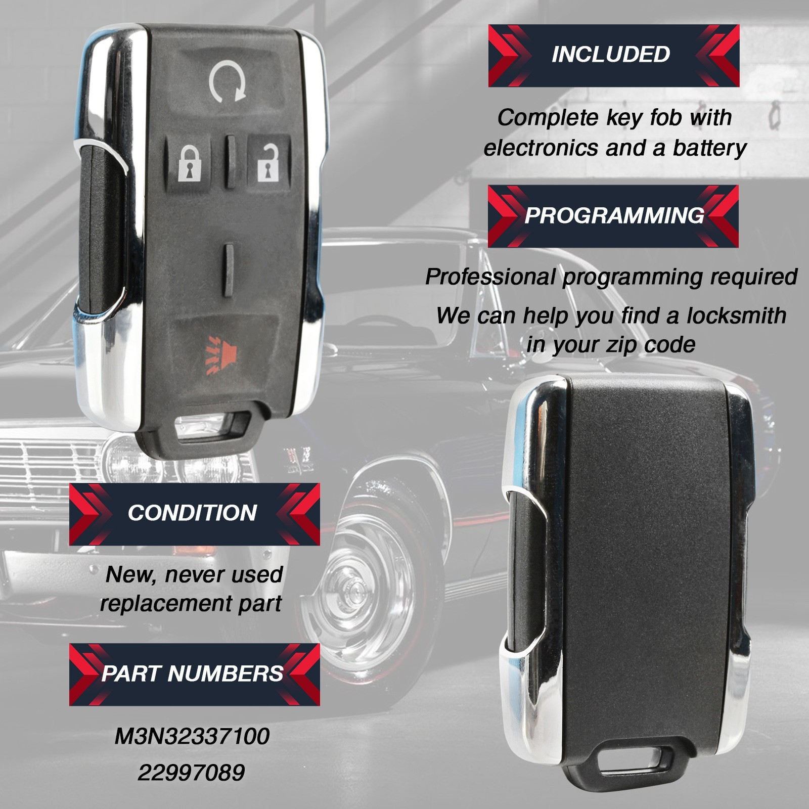 For 2007 2008 2009 2010 2011 Chevrolet Silverado 1500 2500 3500 Remote Key Fob