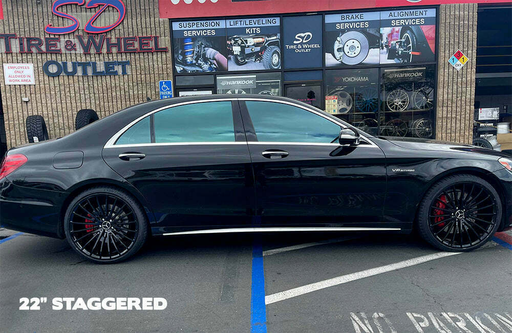20″ Staggered S580 STYLE 5×112 GLOSS BLACK WHEELS FOR Mercedes SET OF 4 RIMS
